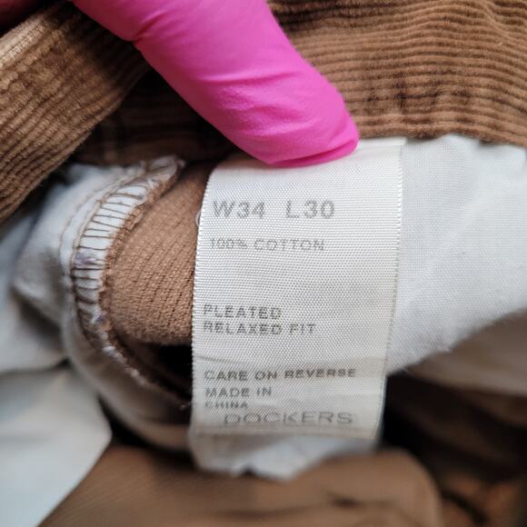 VTG Y2K Dockers Pleated Corduroy Pants 34x30 High Rise Relaxed Dark Academia - Picture 9 of 9